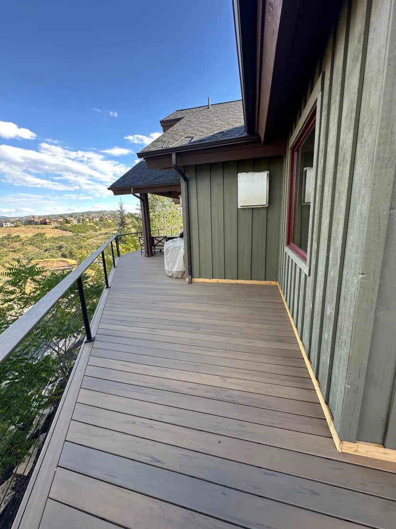 Wraparound deck with mountain view