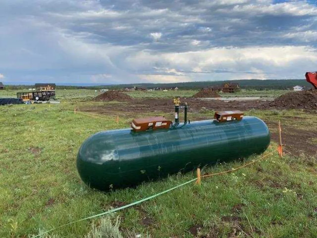 Propane tank installed on property