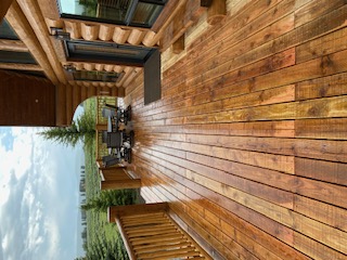 Completed log home decking