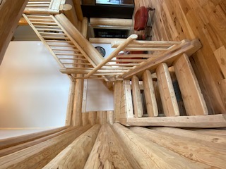 Custom log home living space