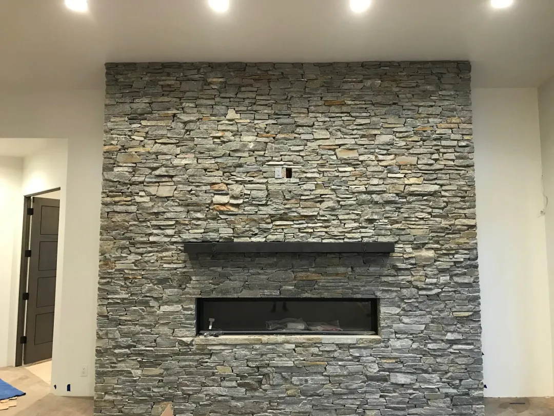 Stone masonry fireplace and concrete work in Park City Utah
