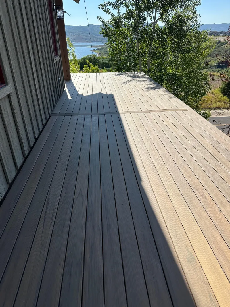 Custom composite deck with two-tone design in Park City Utah