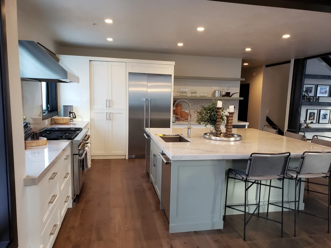 Modern kitchen with island and stainless appliances