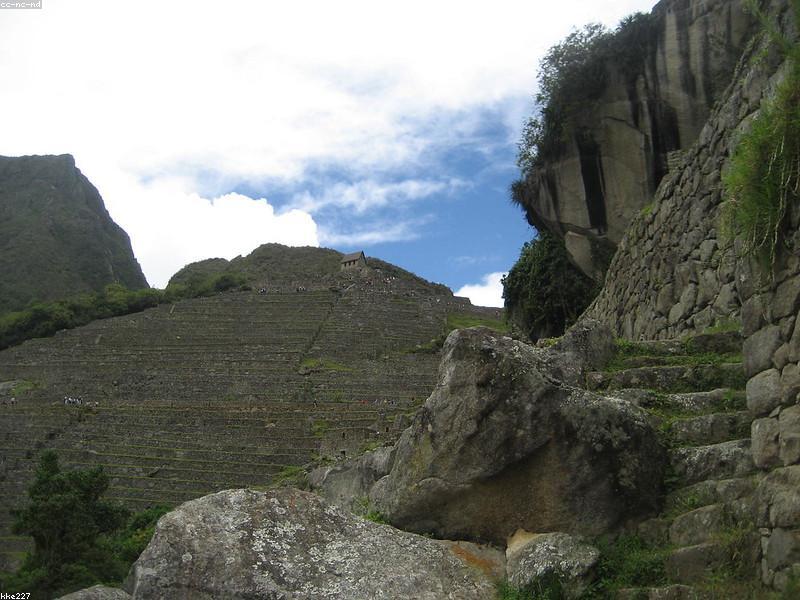 Terraced hillside retaining walls